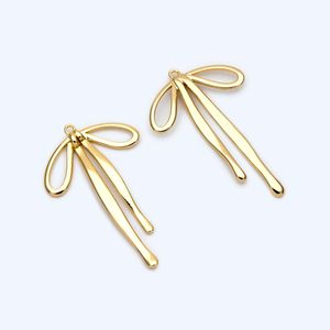 Polish 10pcs Gold Bow Knot Charms 33x20mm, 18K Gold Plated Brass Bow Pendant (#GB1744)