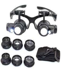 10X 15X 20X 25X magnifying Glass Double LED Lights Eye Glasses Lens Magnifier Loupe Jeweler Watch Repair Tools6405549