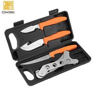 Low Moq Wholesale Price Stainless Steel Fishing Outdoor Hunting Knife Set With PVC Box Hunting Knife Set