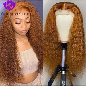 Wigs 180density full Deep Part 13X4 Lace Frontal Wigs for Women Curly Transparent Lace orange synthetic lace front wig for white women