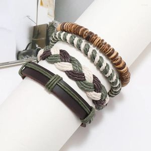 Браслеты-подвески Кожаный браслет ручной работы с многослойным регулируемым богемным стилем из бисера для мужского памятного подарка