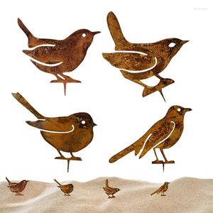 Garden Decorations Metal Birds 4pcs Rusty Iron Art Bird Figurer Staty Standing Yard Sculpture Figurer Outdoor Decor