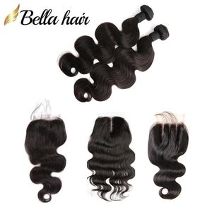 Wefts Malaysian Virgin Human Hair Bundles with Closure Body Wave Top Lace Closure 4x4 Free Part Middle Part 3 Part Hair Weft Extension B