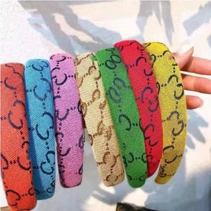 HOT Brand Designer Women Double Letter Printing Headbands Candy Color Hairband Fashion Headwear Thin-brimmed Knotted Hairclasp Hoop Hair Accessories