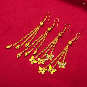 Dangle Earrings UMQ 아름다운 나비 활 여성 긴 술 드롭 24K Real Gold Plated Mother Gifts Party Partinance Jewelry