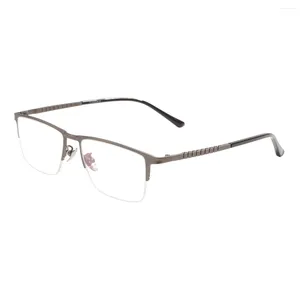 Sonnenbrillenrahmen für Herren, groß, rechteckig, Halbrand-Brillengestell aus Tiatnium für verschreibungspflichtige Gläser