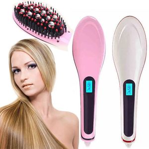 Raktar hår rätare LCD -elektriska hårstrånare kameran Hot Iron Brush Auto Fast Hair Massager Tool Hairs Straightener