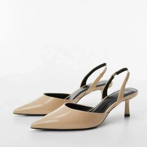 LMCAVASUN Damen Pumps Lackleder Slingpumps Nude Spitz High Heels Party Mode Büro Dame Schuhe 240102