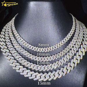 Iced Out VVS 2 rader Miami Gold Necklace Sterling Sier Diamond Moissanite Cuban Link Chain