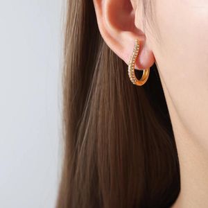 Brincos de argola de luxo acessórios de jóias de orelha design exclusivo aço inoxidável moda zircão para mulheres menina presente de natal