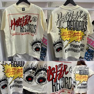 Designer di magliette Hellstar Nuovo modello di abbigliamento in tessuto lavata in tessuto graffiti per lettere di graffiti stampe vintage sciolta nera plusvaze