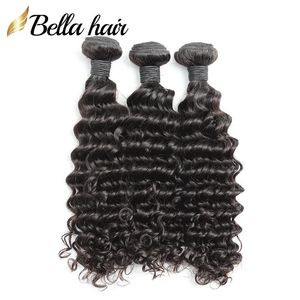 Wefts Virgin Hair Bundles Weaves Brasilianska Deep Wave Bundle Extensions Kvalitet Mänskligt hår Wefts Bellahair