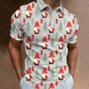 Proste koszulki polo dla mężczyzn 3D Świąteczny nadruk Wysokiej jakości odzież męska luźne koszule oversized Street Designer krótkie rękawy 240102