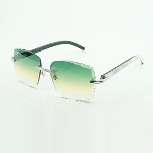óculos de sol diretos 0286O óculos de sol de alta qualidade com chifre de búfalo misto preto natural e lentes gravadas