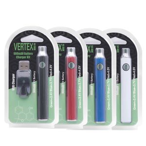 2024 Penna batteria colorata LO Vertex 900mAh adatta per cartucce olio spessa th205 m6t v9 510 batterie di preriscaldamento filo vv con caricatore USB Blister Box