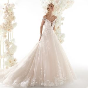 Spaghetti Straps Princess Wedding Dresses With Sleeves Lace Appliques Beaded Wedding Gowns 2024 Vestido De Noiva