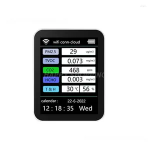 Monitor inteligente de qualidade do ar 7 em 1, wi-fi, medidor de co2, tvoc, hcho, pm2.5, testador, sensor digital, detector de gás formaldeído, aplicativo tuya