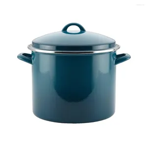 Cookware Sets Pots For Cooking Marine Blue 12-Quart Enamel On Steel Stockpot With Lid Pot Set Kitchen Pan Kits