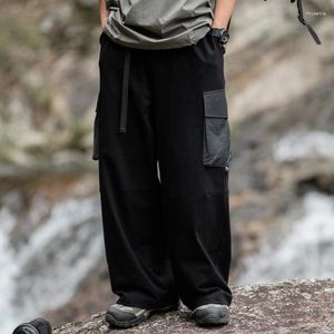 Men's Pants Outdoor Casual Work Fall And Winter Snap Waistband Straight Loose Knitted Pocket Comfortable