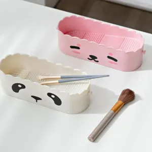 Storage Boxes Rubber Makeup Brush Cleaning Box Hangable Detachable Lipstick Rack Can Be Air Dried Large Capacity