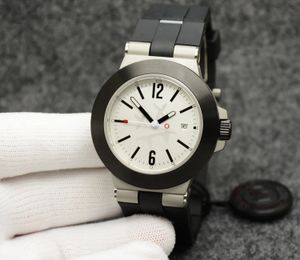 Relógios de moda de luxo masculinos movimento mecânico automático BG vidro de safira mostrador prateado relógio masculino com logotipo revestido de borracha moldura luminosa pulseira de borracha azul
