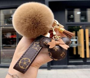 Designer keychain bear head leather fur ball pendant key chain bow car pendant metal fashion personality creative cute4306760