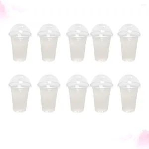 Disposable Cups Straws With Cup Lid Lids Clear Plastic Ice Dessert Fruit Cold Dome Coffee Cream Drinking Parfait Drink Pudding Cocktail