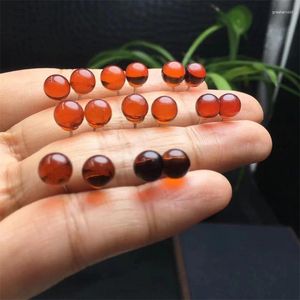 Stud Earrings Natural Blood Amber For Women Healing Stone Mature Charm Jewelry Birthday Present Holiday Gifts 1pair