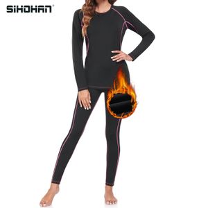 Thermal Underwear Sets for Women Fleece Lined Long Johns Long Sleeves Breathable Cozy Sports Base Layer Set Top Bottom 240103