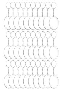 Keychains 487296pcs akryl transparenta cirkelskivor Ställ nyckelkedjor Clear Round KeyChain -ämnen för DIY Transparent6230509