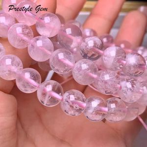 Braccialetti Meihan Spedizione gratuita naturale rosa fiocco di neve fantasma cristallo di quarzo perline rotonde lisce per creazione di gioielli braccialetto fai da te