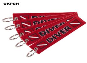 Portachiavi di lancio per motociclette e auto Diver Red Ricamo Portachiavi Chiave 2016475