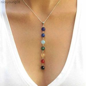 Hänge halsband 7 chakra pärlor sten hänge halsband kvinnor yoga helande balansering maxi chakra choker armband bijoux femme smyckesuppsättning