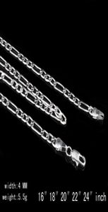 4mm Figaro Chain Necklace Fashion Classic Mens Long Necklace For Men Women 925 Sterling Silver Chain Jewelry 16 18 20 22 24inches3959939