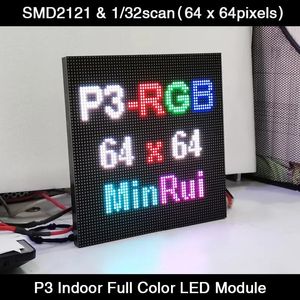 Дисплей Светодиодный дисплей MinRui P3 Полноцветный светодиодный дисплей Экранные панели 64x64 пикселей 192x192 мм SMD 3 в 1 RGB-модуль Внутренняя видеостена ТВ HUB75E