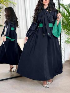 Roupas étnicas Ramadan Moda Pérola Beading Vestido Muçulmano Abaya Feminino Oversized Islâmico Kaftan Robe Musulman com Cinto Wy1897