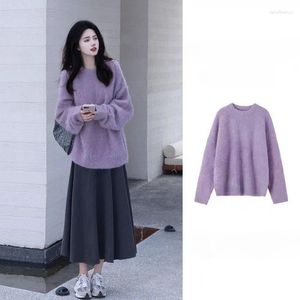 Work Dresses 2024 Women's Autumn Winter Two Piece Sets Female O-neck Knitted Pullover Tops Loose A-Line Skirts Ladies Suits R458
