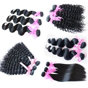 Wefts Virgin Hair Bundle obearbetade brasilianska peruanska indiska malaysiska hårförlängningar 5 Styles Human Weave Weft 3 Bunds Deal in STO