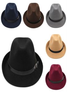 Модная мужская и женская шерстяная кепка-федора, шляпа-трилби, Outdoot с короткими полями, осенняя зимняя джазовая шляпа с кожаным ремешком1330883