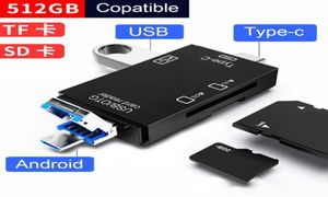 Mobiltelefonadaptrar Android USB20 Multipurpose Card Reader Typec Micro USB Memory Adapter för SD TF OTG Laptop Mobiltelefon14837503