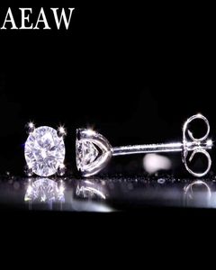 aeaw moissanite earrings f 5mm 1ctwダイヤモンドスタッドイヤリングソリッドホワイトゴールドクラシックラボダイヤモンド4プロングイヤリング21034519350