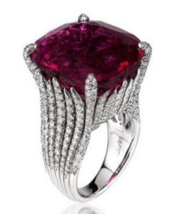 مجوهرات Ruby Rings Square Square Prong Lings for Women Female Jewelry Fashion of 8087017