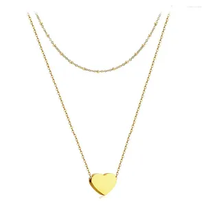 Mehrschichtige Halsketten mit Herz-Anhänger aus Edelstahl für Damen, Halskette, Schmuck, Valentinstagsgeschenk