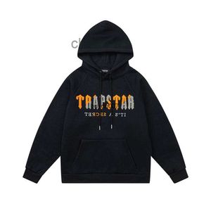 1FA0 män och kvinnor hoodie tröja hösten/vintern ny trapstar gul svart handduk broderad plysch tröja ls30 d1xq