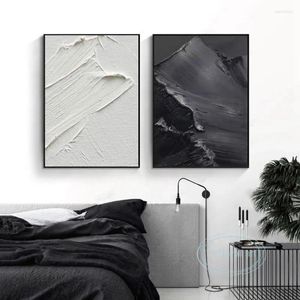 Resimler Resimler Siyah ve Beyaz Doku Minimalist Gelişmiş El Yapımı Soyut Yağlı Boya Duvar Sanat Tuval Dekorasyon Poster Oturma Odası