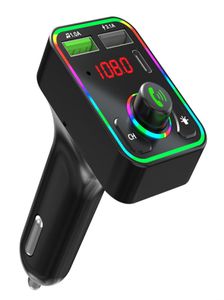 Mp3 Player Car Bluetooth Fm Transmitter Colorful Atmosphere Light Cigarette Lighter F3 Car Charger Pd Fast Charge Auto Parts1158862