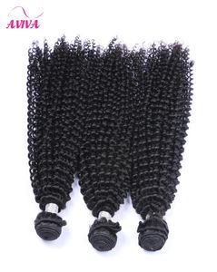 Indian Kinky Curly Virgin Human Hair Weave Bundles obearbetade råa Indian Virgin Remy Curly Hair Extensions 3st Natural Black SOF8623720