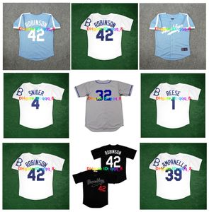 Jackie Robinson Gil Hodges Brooklyn Cooperstown Throwback Baseball Jersey Duke Snider Don Drysdale Roy Campanella Pee Wee Reese Sandy Koufax Don Newcombe Size S-4XL