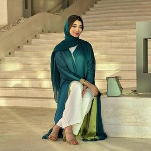 Ethnic Clothing With Hijab Scarf Dubai Chiffon Contrast Color Abaya For Female Kuwaiti Arab Party Comfortable Casual Marocain Islamic