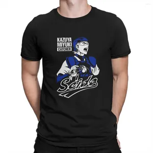 Herr t-skjortor kazuya miyuki2 t-shirt män ess av diamant baseball anime rolig tee skjorta besättning nacke kort ärm presentidé